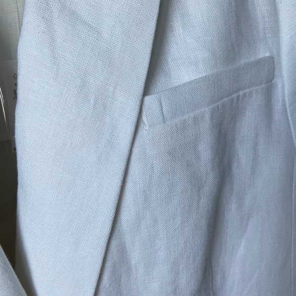 Banana Republic White Linen Blazer Double Breasted Summer Jacket Size 12 - Picture 6 of 15